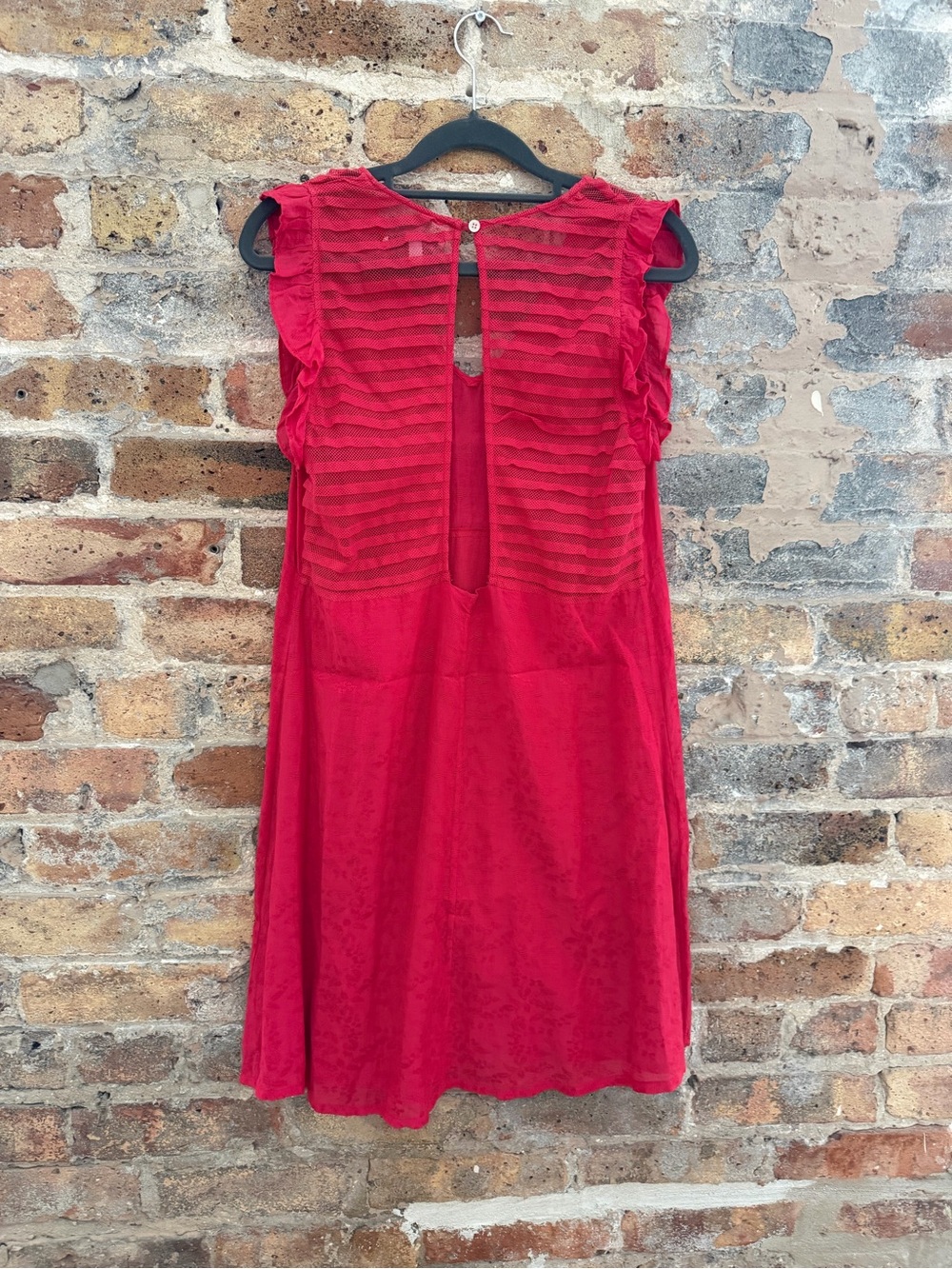 Women’s Red Ruffle-Trim Mini Dress